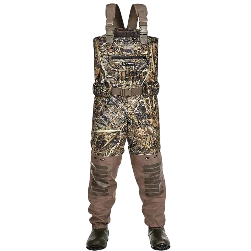 TideWe AquaWade Pro Insulated Waders | 1600 Gram Breathable Waterproof Bootfoot Chest Waders for Duck Hunting | Durable Men’s Nylon Camo Hunting Bibs