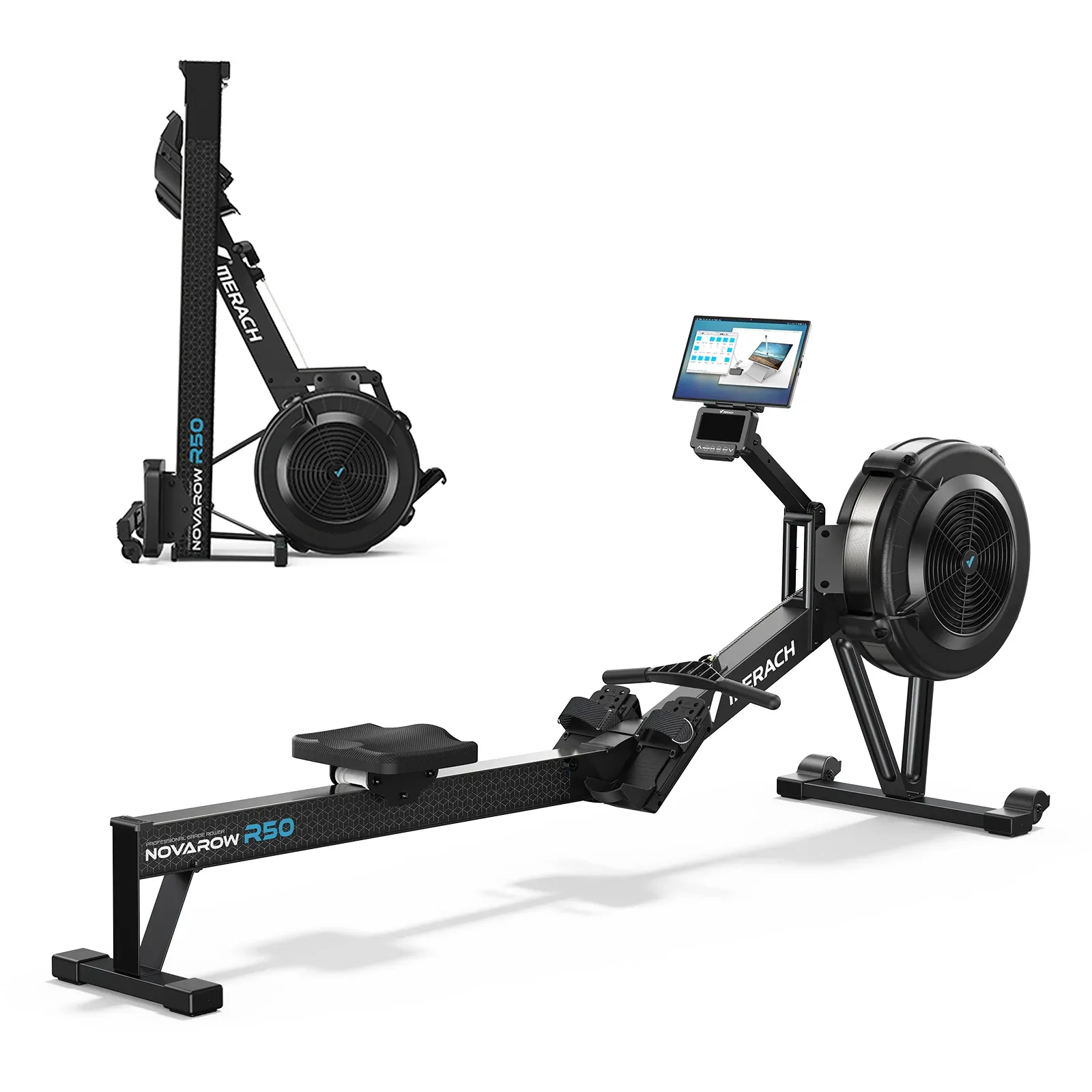 Merach NovaRow R50 Pro Air Rower with Upgraded Backlit Monitor